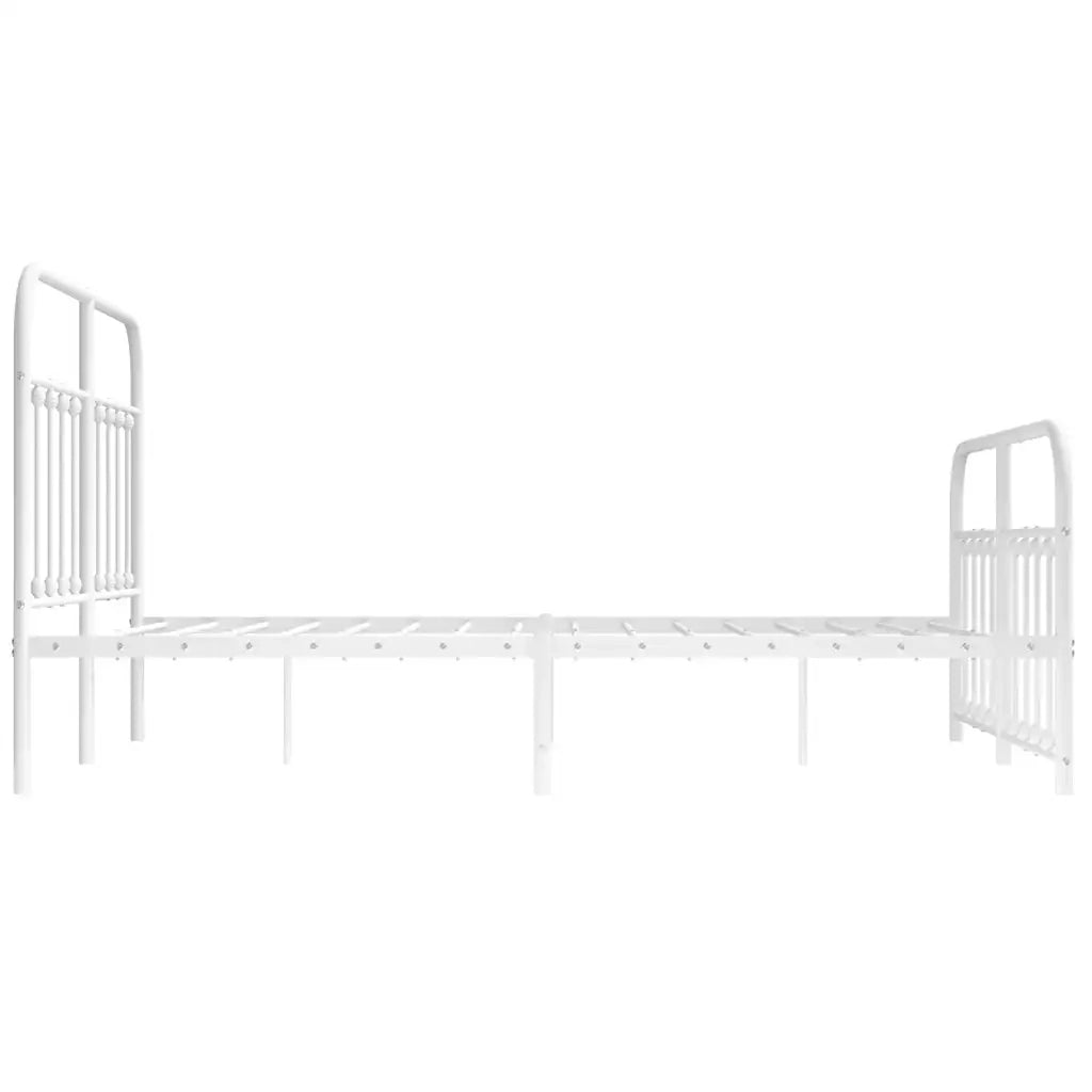 Letto matrimoniale | Letto per adulti | Giroletto con Testiera e Pediera Metallo Bianco 140x190 cm