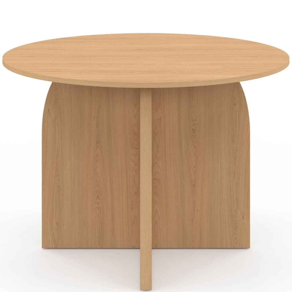 IDMarket - Tavolo da pranzo fisso japandi rotondo EDITH 6 persone effetto legno faggio 110 cm