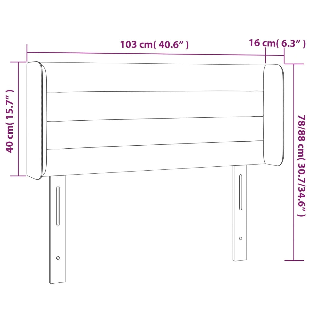 Testiera Grigio Chiaro a LED 103x16x78/88 cm in Velluto 3123418