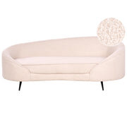 Divano tessuto bouclè beige chiaro glamour curvo in stile retrò a 2 posti con gambe metallo