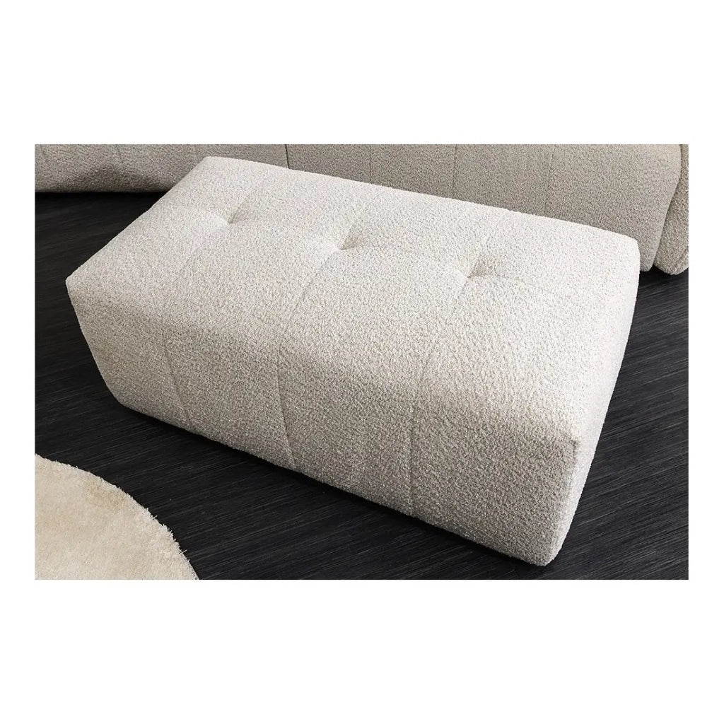 Pouf IMPERIA bianco champagne – Pouf classico in tessuto bouclé