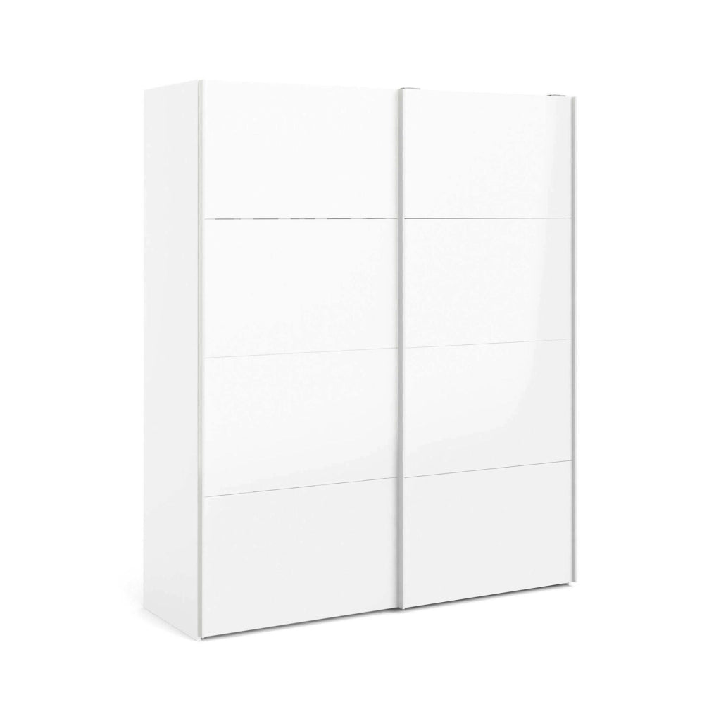 Guardaroba 2 ante London, Mobile camera da letto, Cabina armadio portabiti, Armadio appendiabiti, 182x62 h220 cm, Bianco lucido
