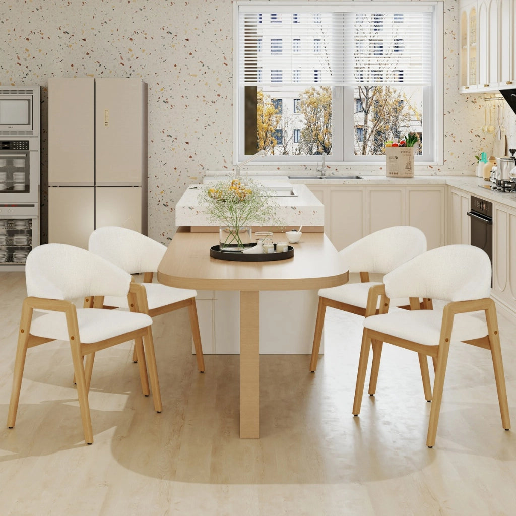 Set di 2 sedie da pranzo moderne con seduta imbottita e schienale curvo ergonomico, Sedie per sala da pranzo Bianco-Sedie da pranzo