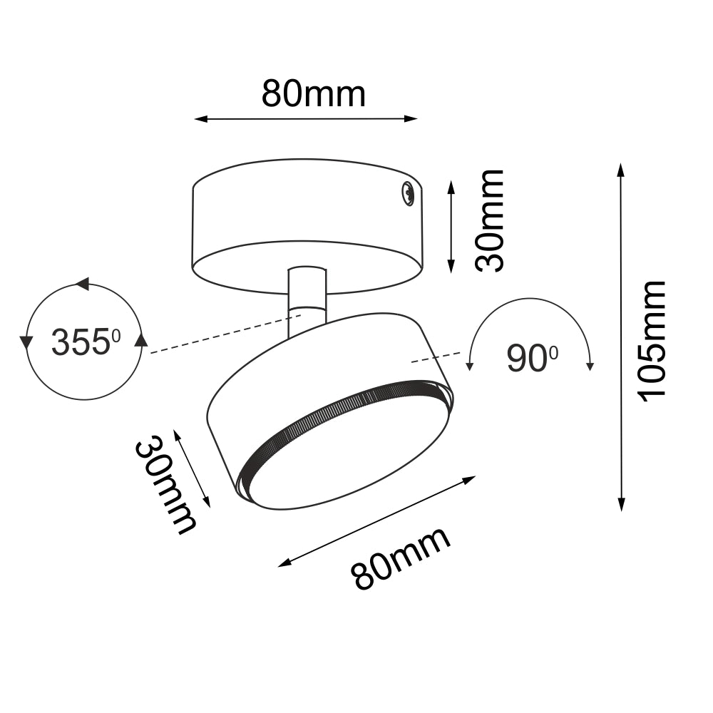 Faretto soffitto tondo bianco orientabile GX53 9W DROP