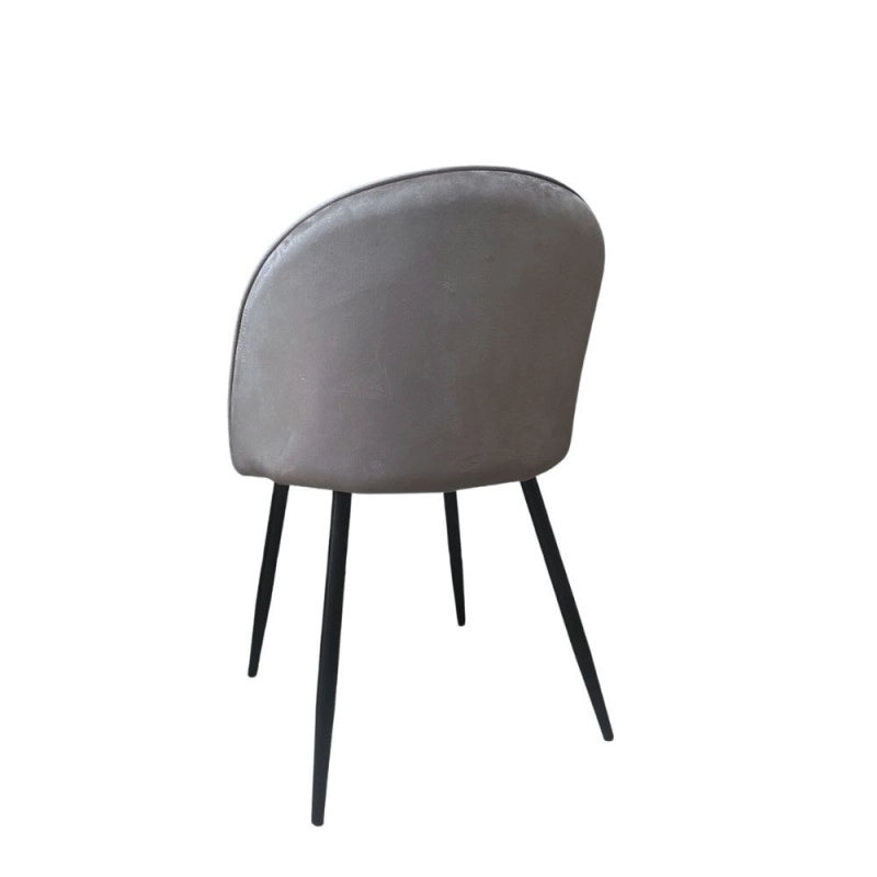 Sedia Despina in tessuto colore grigio e gambe in metallo nero set 4 pezzi
