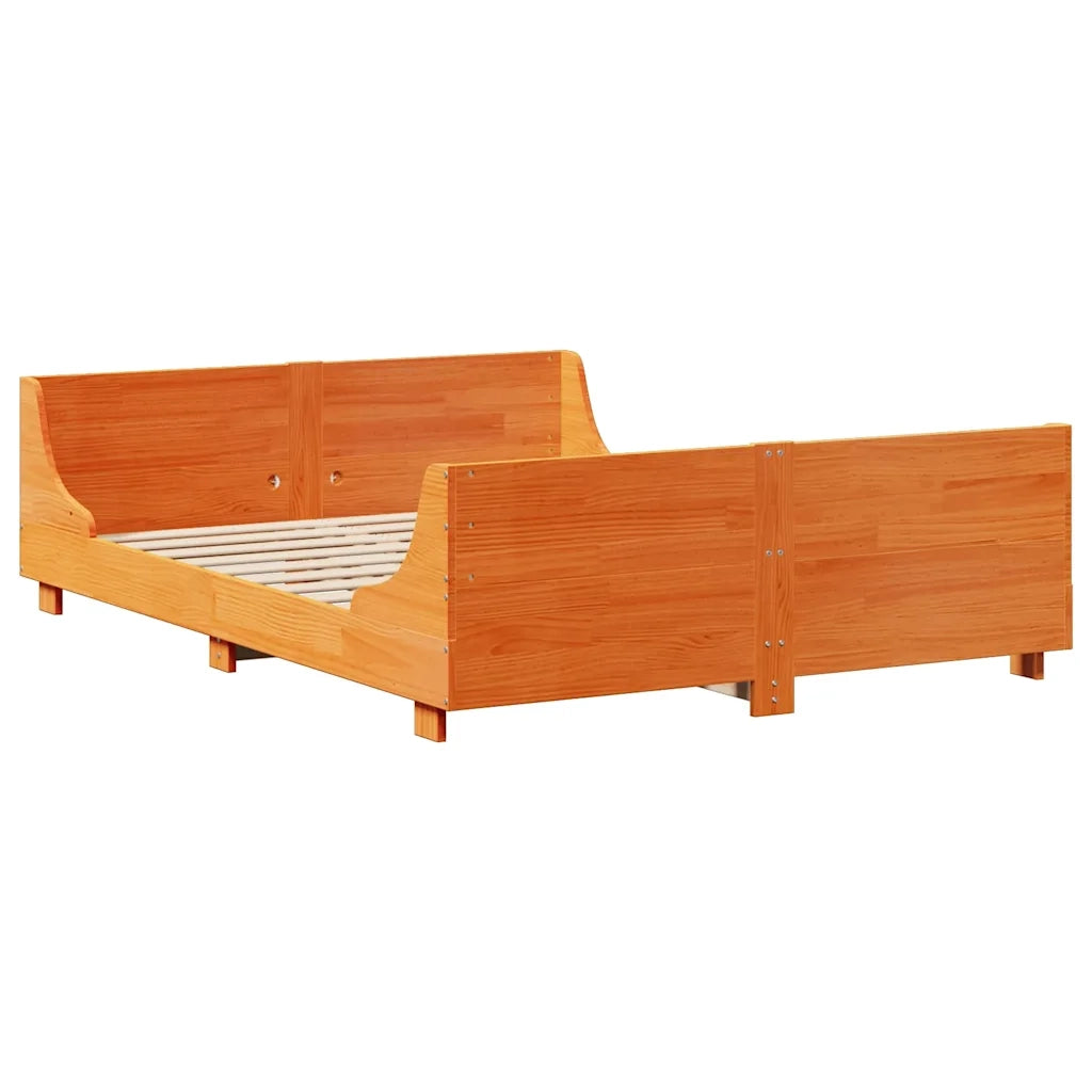 Giroletto senza Materasso-Struttura Letto Marrone Cera 150x200 cm Legno di Pino 325937