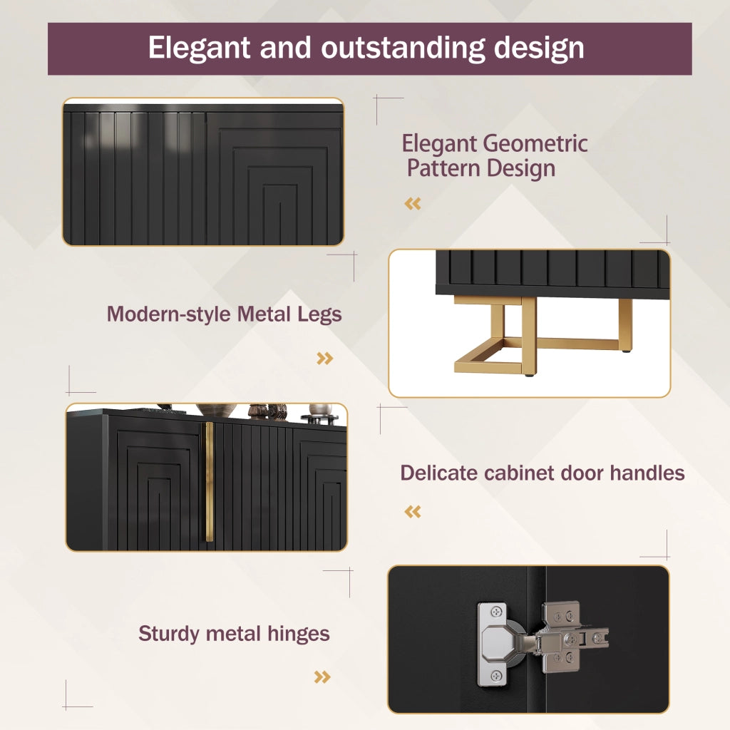 SIDEBOARD 152x40x75 cm Nero in MDF con 2 ante