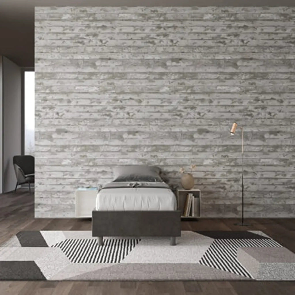 Letto singolo con rete imbottito 80x200 microfibra grigio Azelia