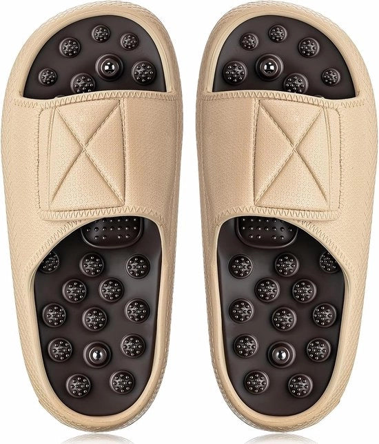 Slipper con massaggi acupresso, massaggi per i piedi, sandali per la massaggio dei piedi, regalo unisex (40-41 EU, color cachi)