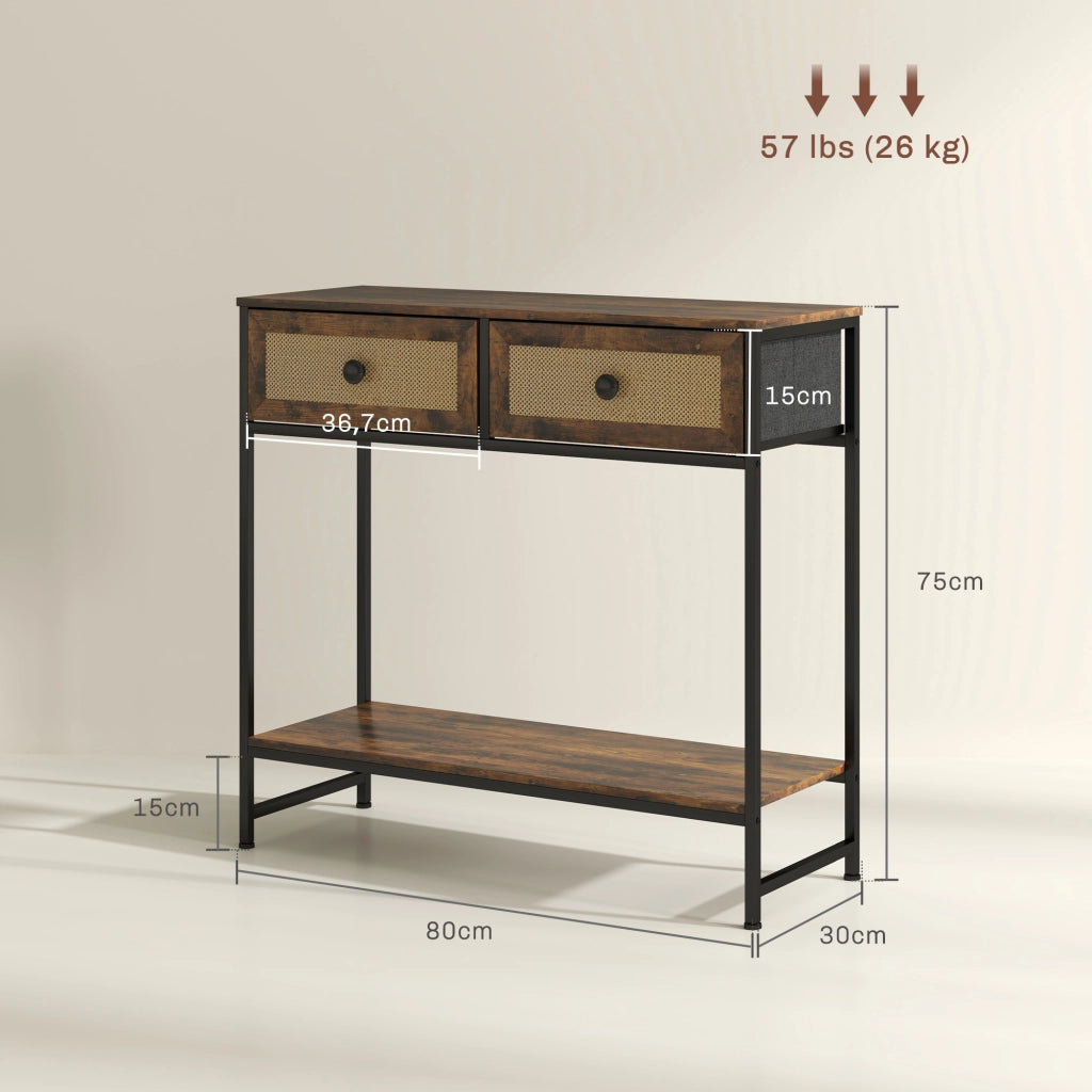 Consola in legno con 2 cassetti ¨C zephmum ¨C 80x30x75 cm marrone