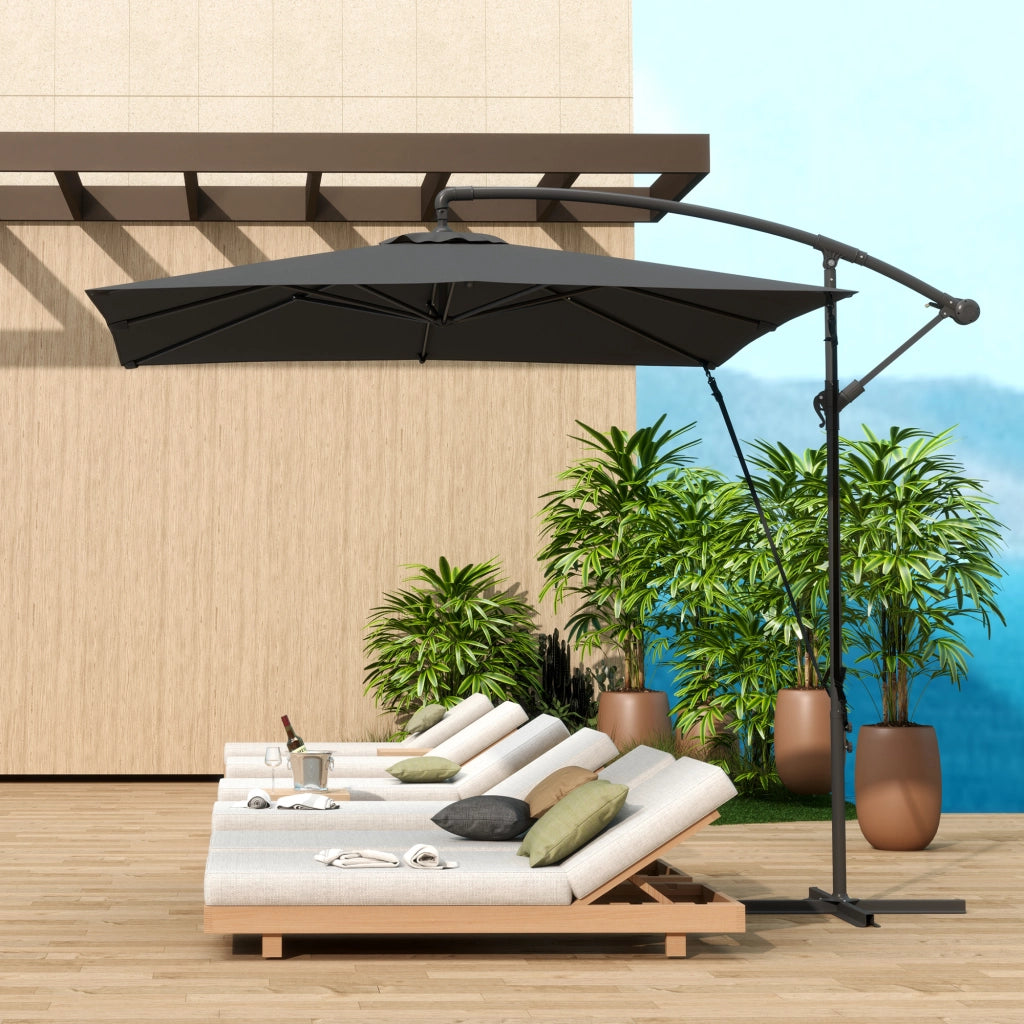 Ombrellone da giardino decentrato 2,5x2,5m ¨C Xylo ¨C Grigio antracite con manovella