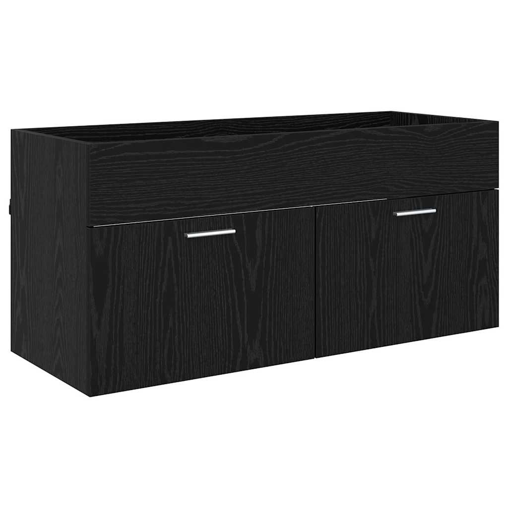 Mobiletto da bagno moderno e minimalista unità di stoccaggio 100 x 38,5 x 46 cm legno di rovere nero ingegnerizzato 02_0056322
