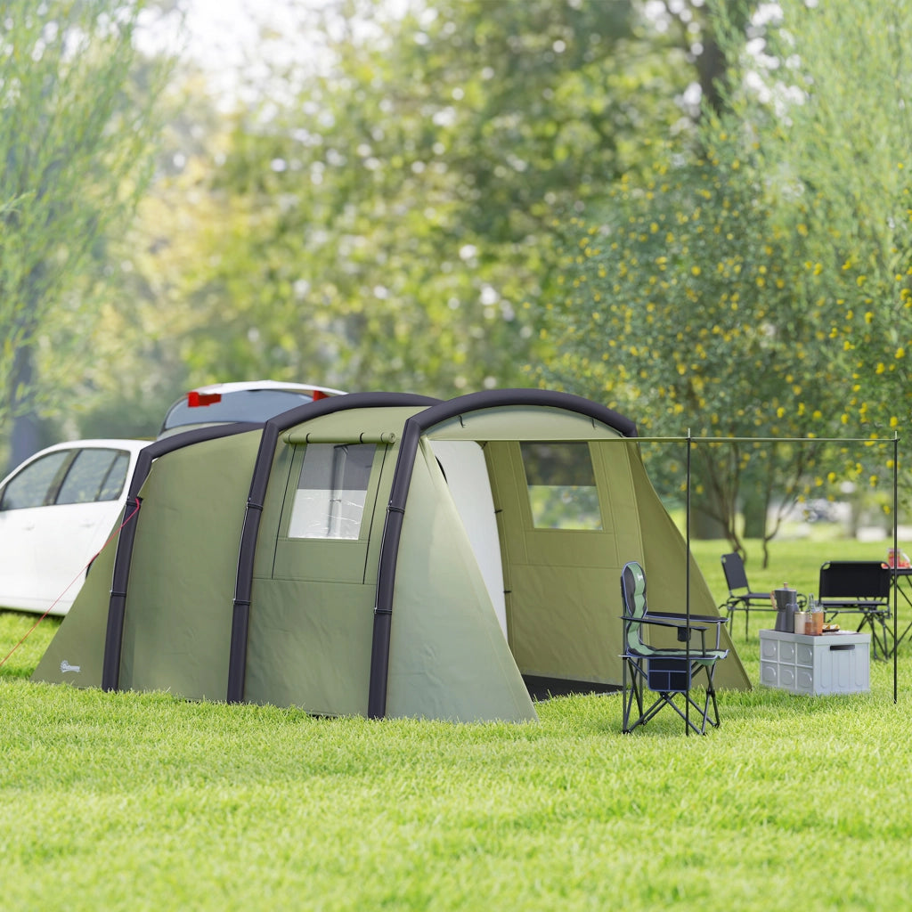 Tenda da Campeggio Tunnel Gonfiabile 3-6 Persone ¨C Xylo ¨C Con Veranda Finestre a Rete Verde Oliva