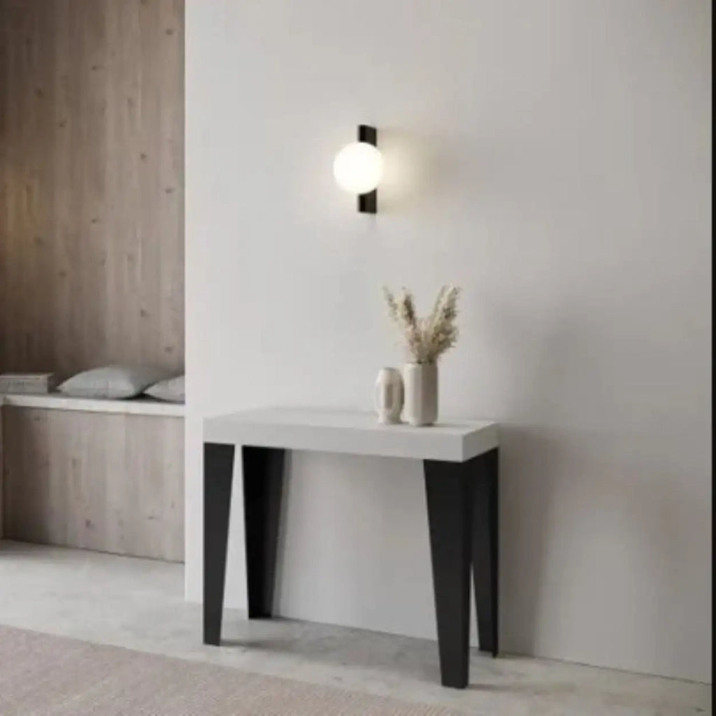 Consolle allungabile 90x40/196 cm Flame Small Premium bianco frassino gambe antracite