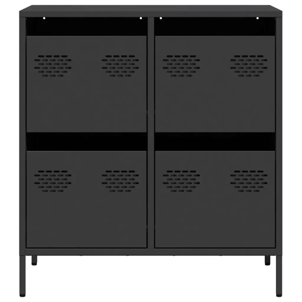 Credenza Nera 68x39x73,5 cm in Acciaio Laminato a Freddo 851256
