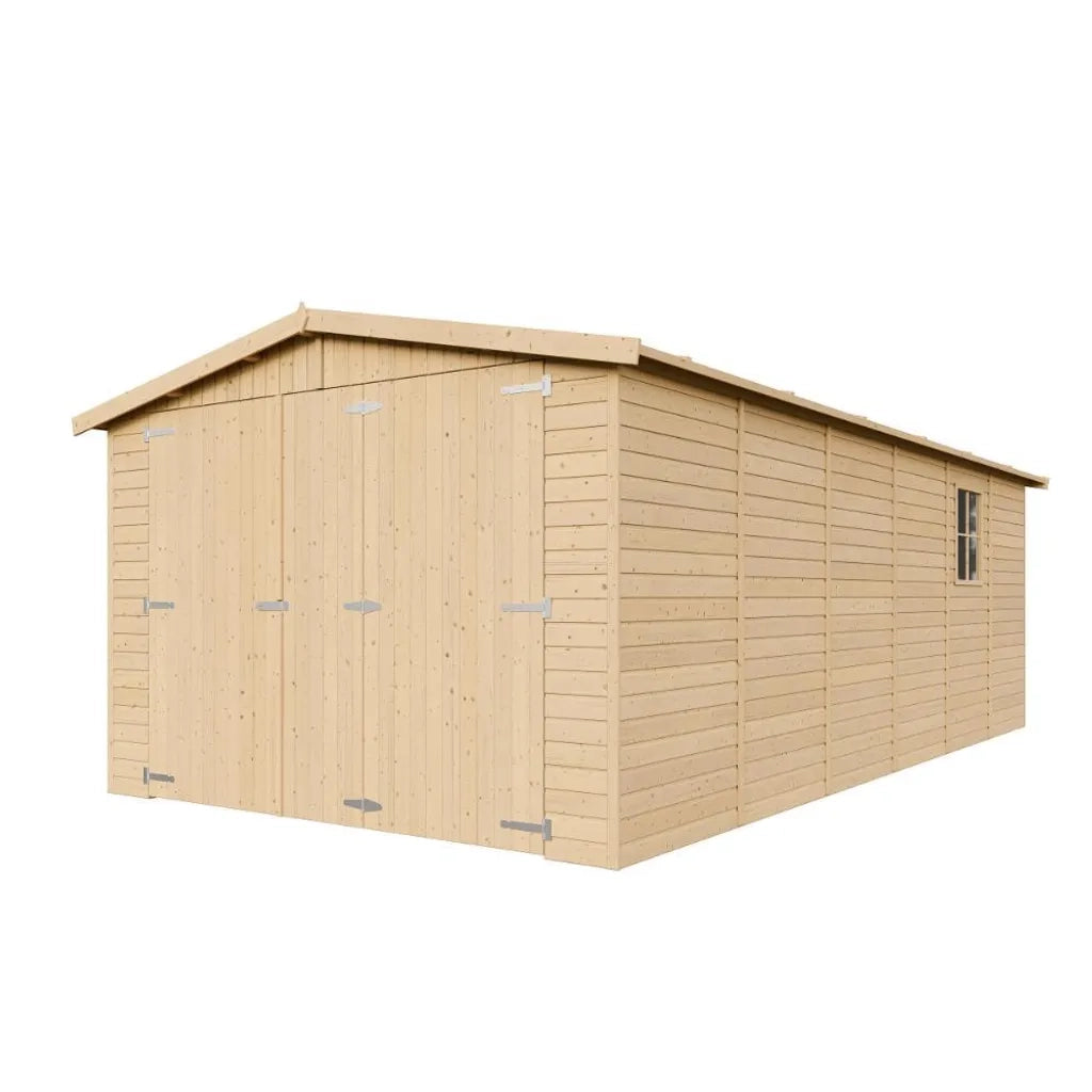Garage in legno naturale A222x616x324 cm/18 m2 - TIMBELA M102