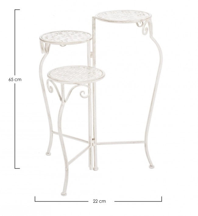 Set 2 Porta Fiore 3 Piani Acciaio Bianco Rustico H65 cm - IRENE