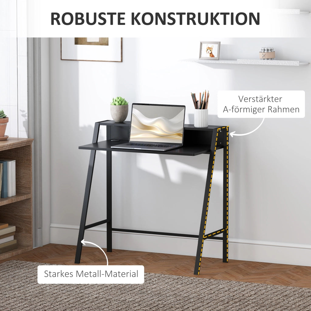 Scrivania per Computer con Cassetti e Gestione Cavi ¨C Minimal ¨C 84x45x85 cm, Nero