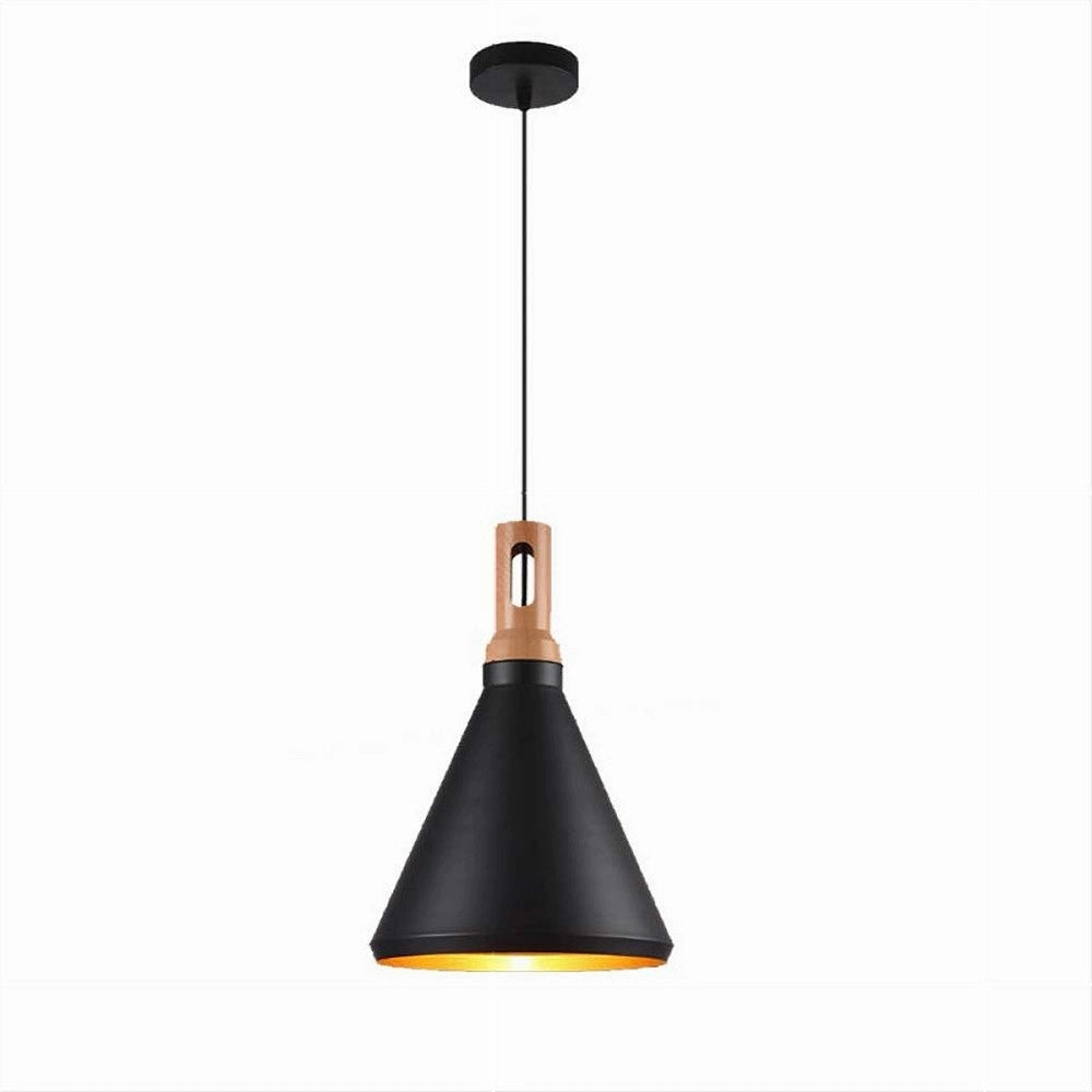 Trade Shop - Lampadario A Sospensione Stile Industriale In Metallo Pendente A Cono E27 A94 - Nero