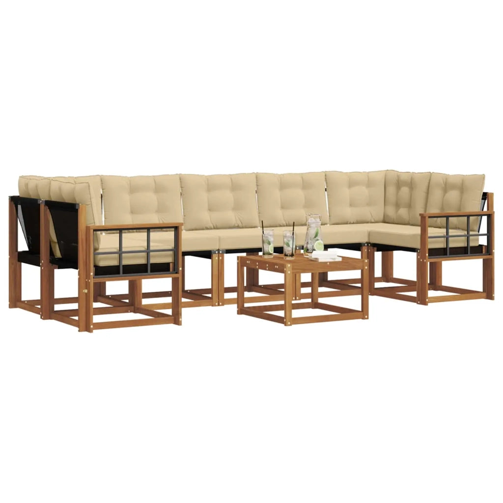 Set di divani da esterno con cuscino 8 pcs Naturale e Beige 3368504