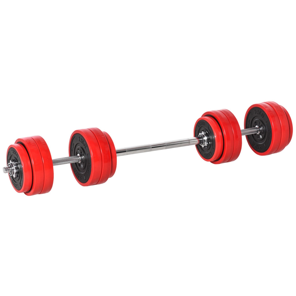 Set di manubri e bilanciere regolabile 30 kg ¨C zephmum ¨C rosso+nero 21,5x21,5x3,8 cm