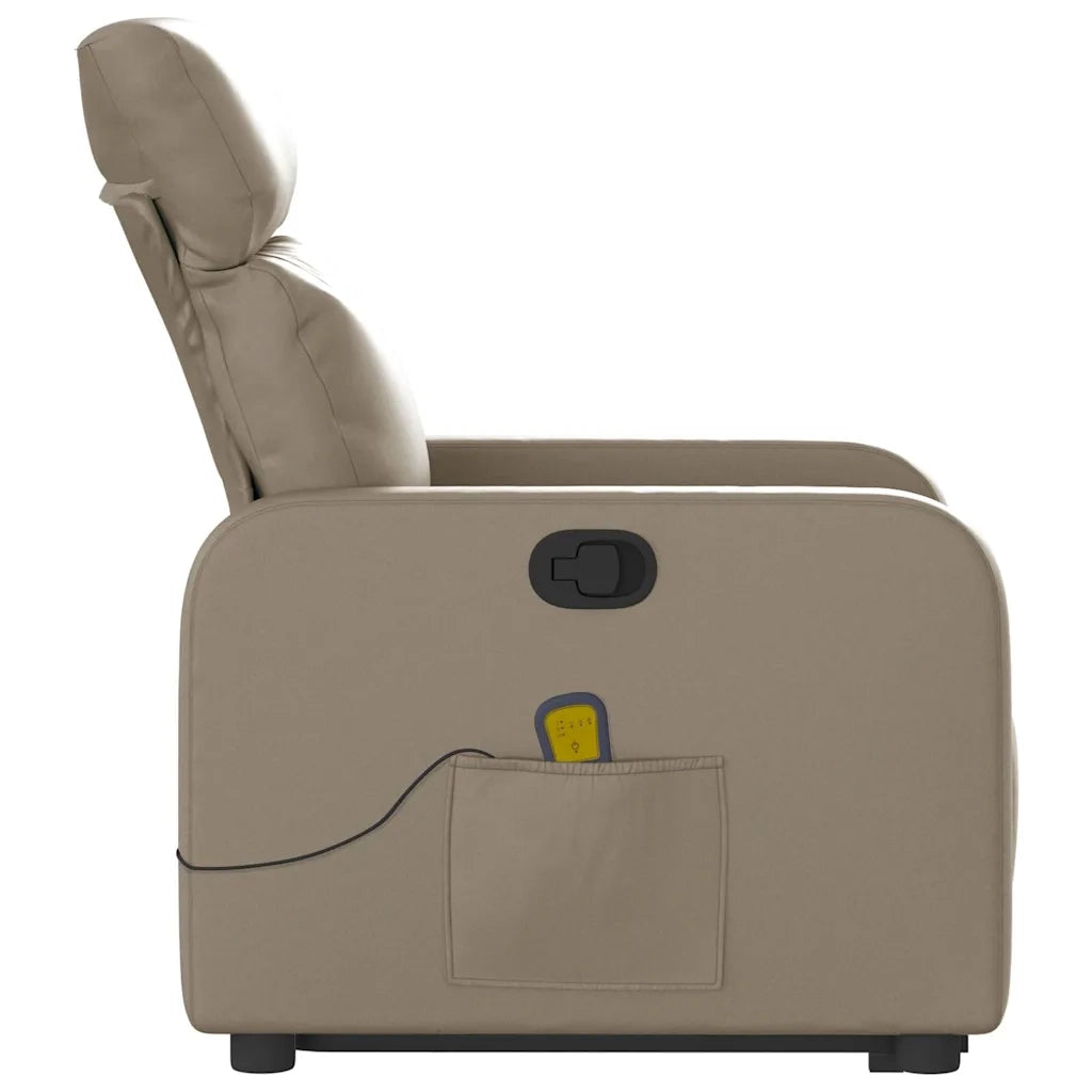 Divano Sedia-Poltrona Alzapersone Massaggi Reclinabile Cappuccino Similpelle 256008