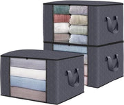 3 set di contenitori da 90 l, contenitore di stoccaggio con coperchio, impermeabile, gonfiabile, pieghevole, contenitore per capi d'abbigliamento con maniglia robusta e fissaggio a guscio, contenitori per capi d'abbigliamento (90 l, 3 pezzi)