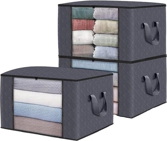 3 set di contenitori da 90 l, contenitore di stoccaggio con coperchio, impermeabile, gonfiabile, pieghevole, contenitore per capi d'abbigliamento con maniglia robusta e fissaggio a guscio, contenitori per capi d'abbigliamento (90 l, 3 pezzi)