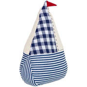Fermaporta in cotone con barca blu, 17x8x24h cm