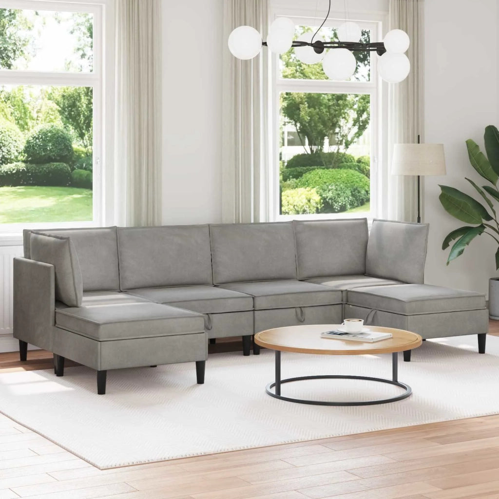 Set di mobili per il soggiorno 6 pcs Grigio Chiaro Velluto 3413732
