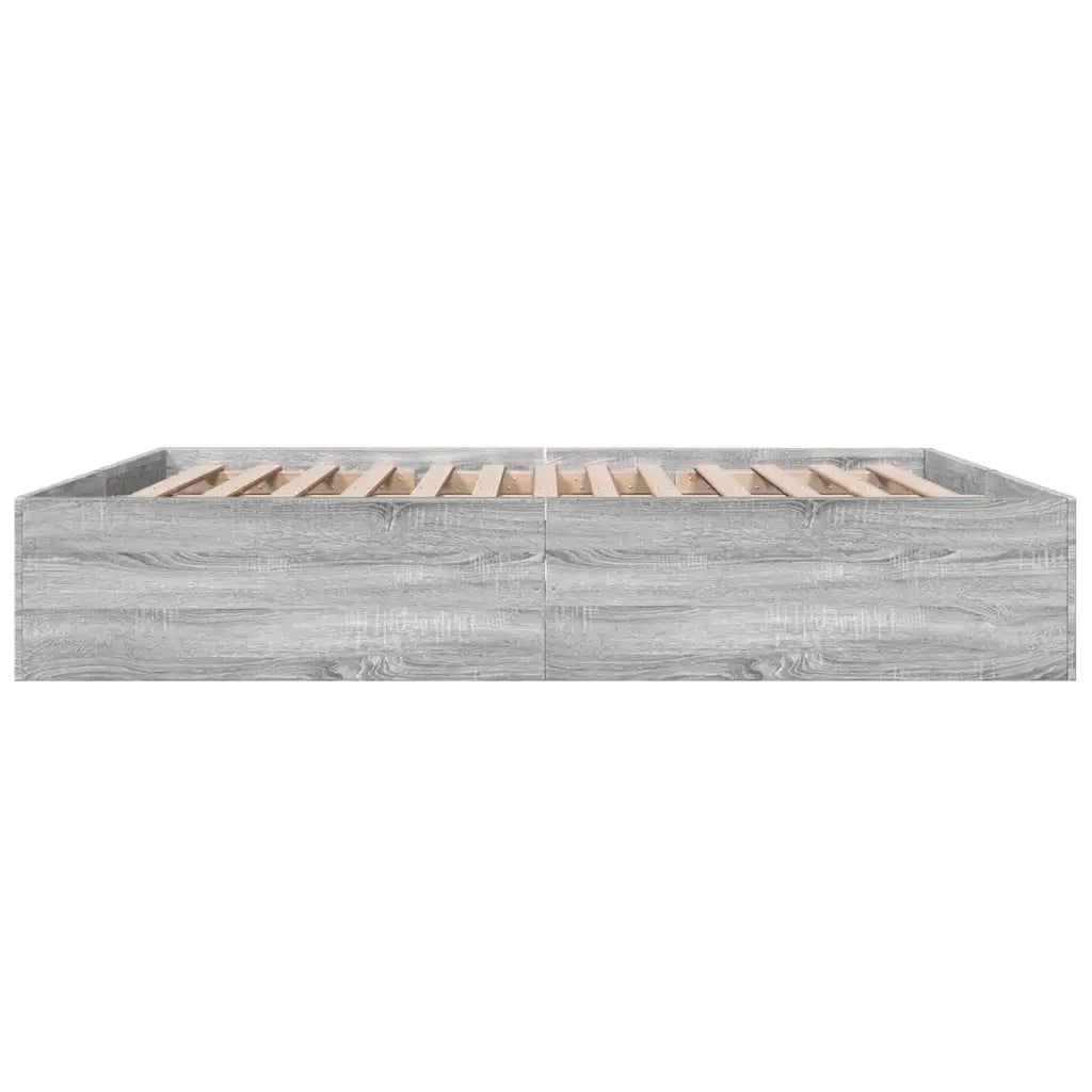 Letto matrimoniale | Letto per adulti | Giroletto Grigio Sonoma 200x200 cm in Legno Multistrato