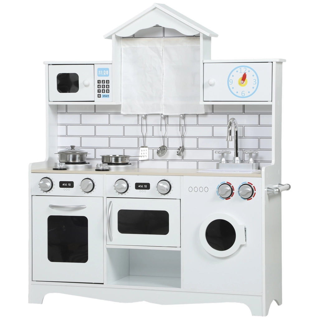 Cucina Giocattolo in Legno per Bambini con Accessori e Lavandino ¨C Minimal ¨C Bianco