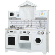 Cucina Giocattolo in Legno per Bambini con Accessori e Lavandino ¨C Minimal ¨C Bianco