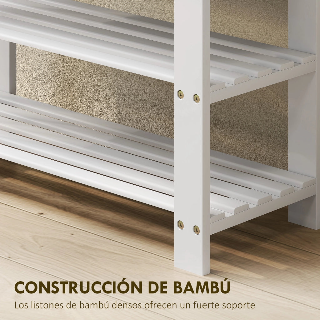 Banco portascarpe in bamb¨´ con seduta e ripiani ¨C Minimal ¨C 70x28x45 cm bianco
