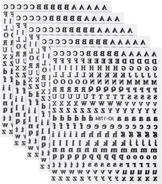 Stickers autoadesivi 3D con lettere inglesi, accessori per design unghie, neri, 130 pezzi.