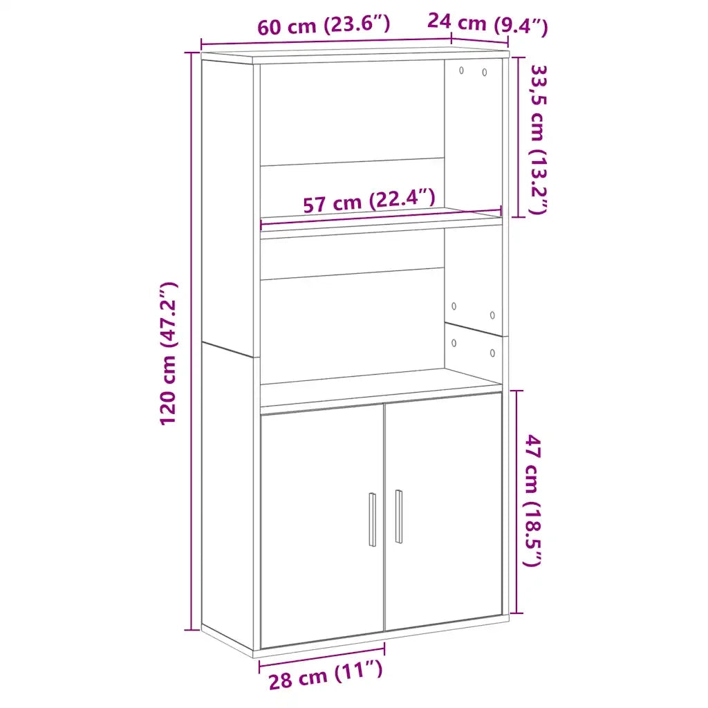 Libreria-Scaffale per Libri-Mobile di Stoccaggio Rovere Marrone 60x24x120 cm in Legno Multistrato
