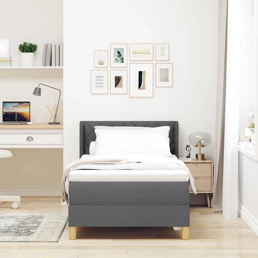 Letto a molle con materasso Grigio scuro 200 x 90 cm Poliestere