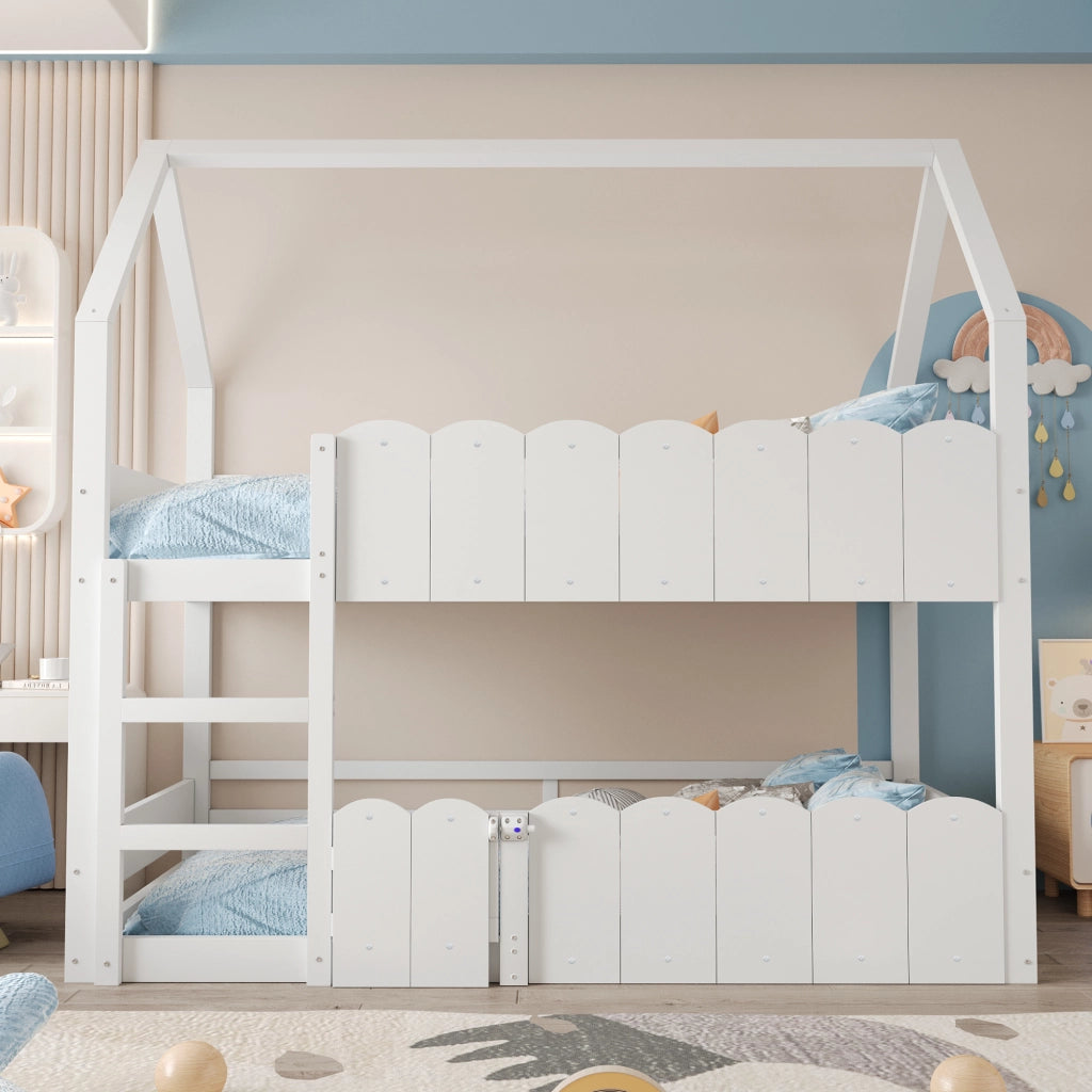 letto a castello legno bianco 90 x 200 cm