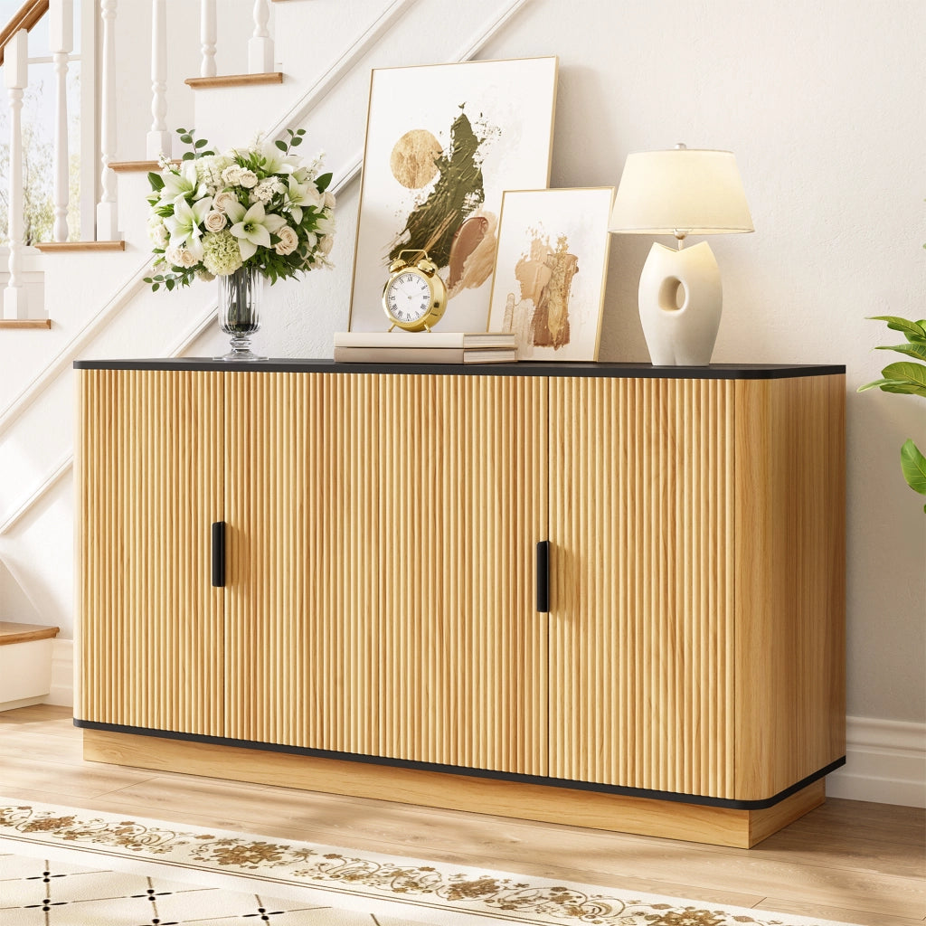 MADIA con ante effetto onde 139x40x75 cm naturale in truciolare