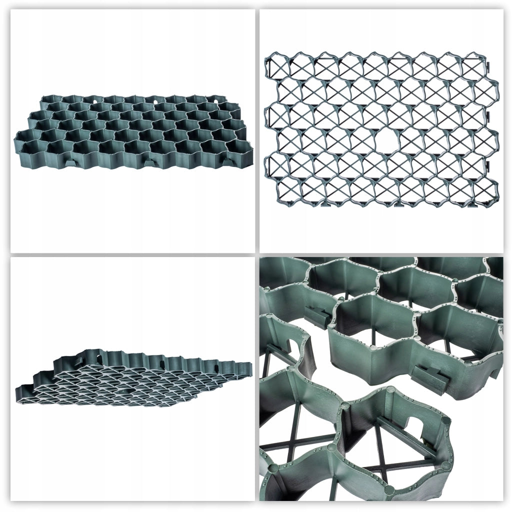 Griglia di protezione per prato KADAX Geogrid 60x40x4 cm 24 pezzi Giardino 590 Ton/M2