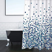 Douchegordijn antischiuma e schiuma resistenti - blu mosaico 180 x 180 cm | Tessuto impermeabile all'acqua | 100% poliestere