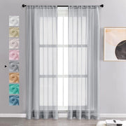 Voile gordini grigi con occhielli, semitrasparenti, look lino 225 x 140 cm per soggiorno, camera da letto, camera dei bambini - set da 2