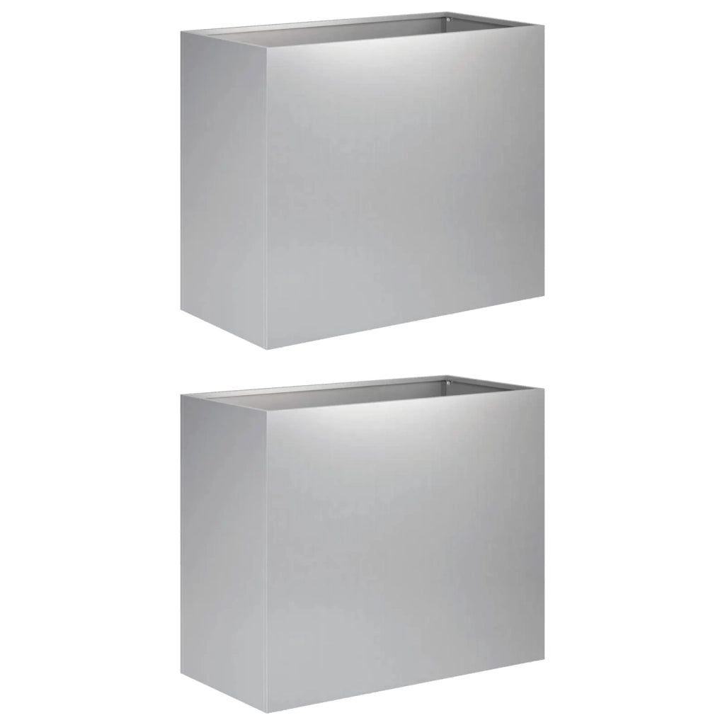 Vaso da giardino 2 pz Argento 60 x 30 x 50 cm Acciaio zincato 8005579