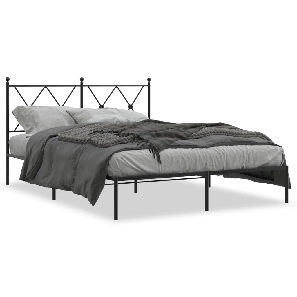 Giroletto con Testiera-Struttura Letto con testiera in Metallo Nero 140x190 cm 904358