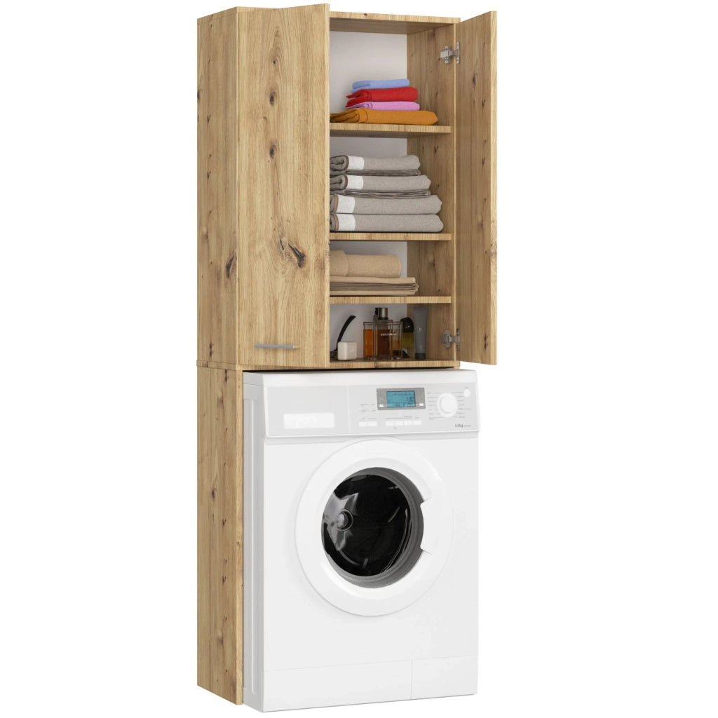 Colonna da bagno AKORD FIN per incasso di una lavatrice Quercia Artisan 64 cm 2 ante 64x30x180 cm
