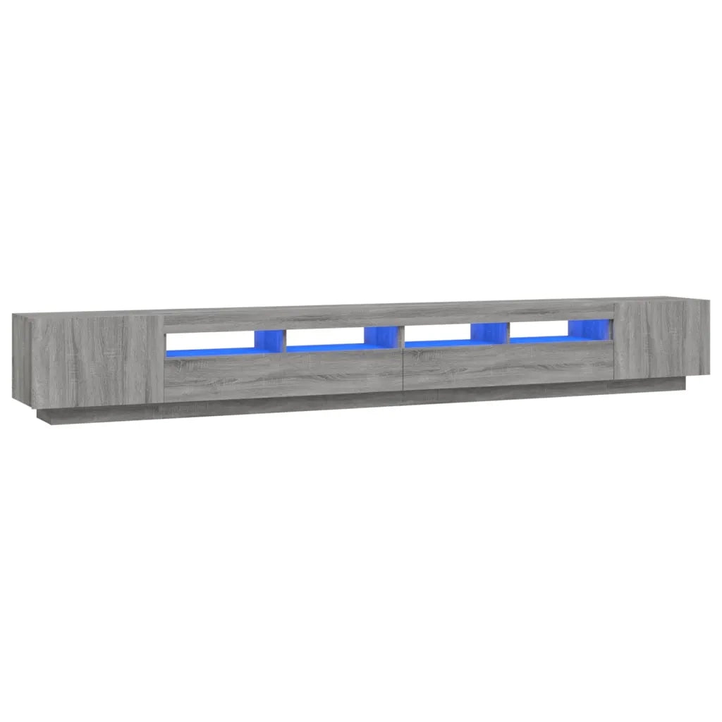Set Mobili TV 3 pz con Luci LED-Set di 3 Credenza per TV Grigio Sonoma Legno Multistrato 460826