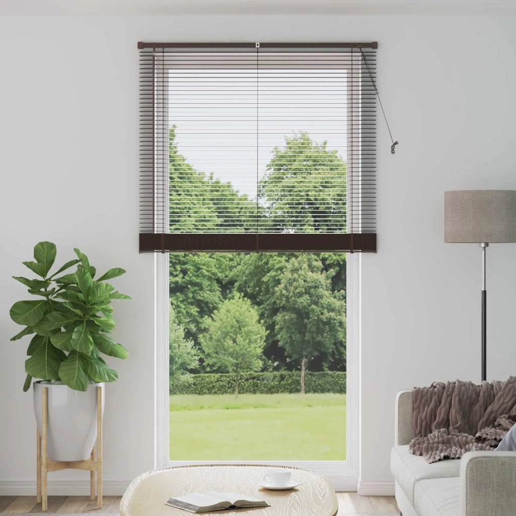 Tenda Veneziana | Tenda a lamelle Marrone Scuro con Motivo 213 x 120 cm 25 mm PVC