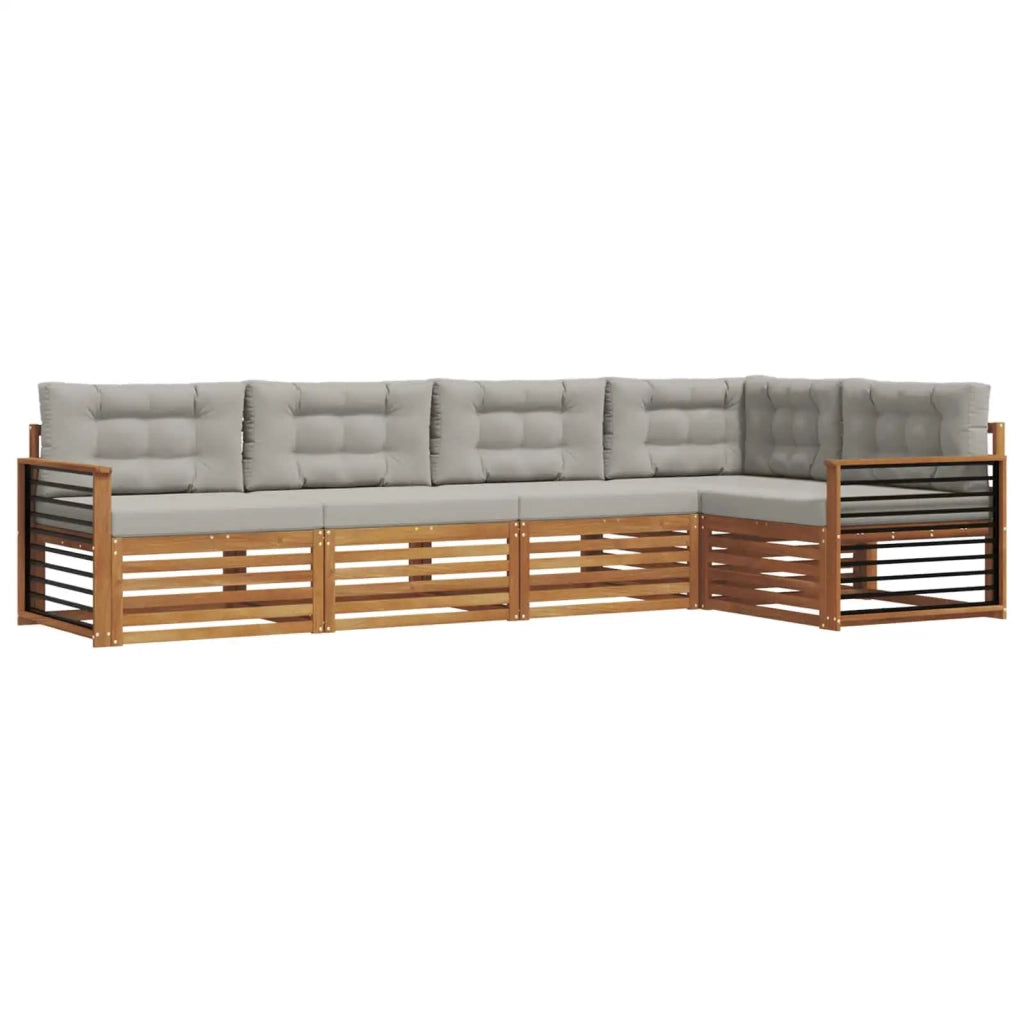 Set di divani da esterno 5 pcs Grigio Naturale e Chiaro 3373471
