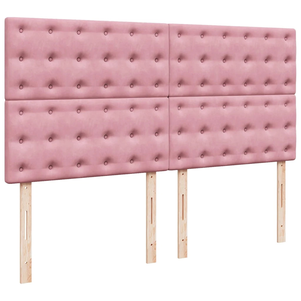 Struttura Letto Pouf con Materassi Rosa 200x200 cm Velluto 3314491