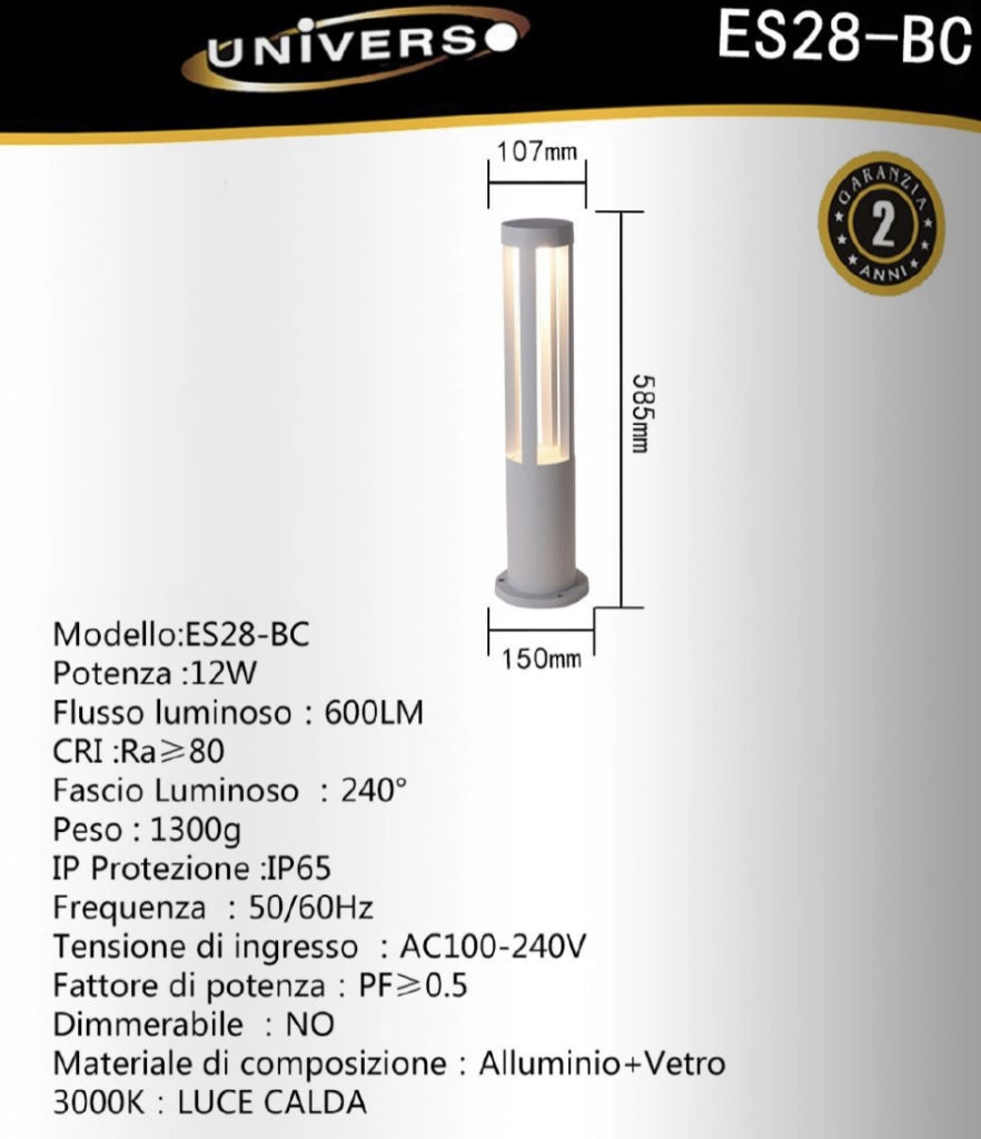 LAMPIONE PALO GIARDINO LED ILLUMINAZIONE ESTERNO 15W IP65 60 CM LUCE NATURALE IDEALE PER PERSCORSI PARTO E VIALETTO